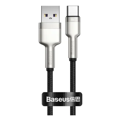 Дата кабель USB 3.1 AM to USB-C 0.25m 6.0A 66W Cafule Series Metal Black Baseus (CAKF000001)