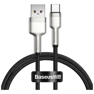 Дата кабель USB 2.0 AM to USB-C 1.0m Cafule Metal 66W black Baseus (CAKF000101)
