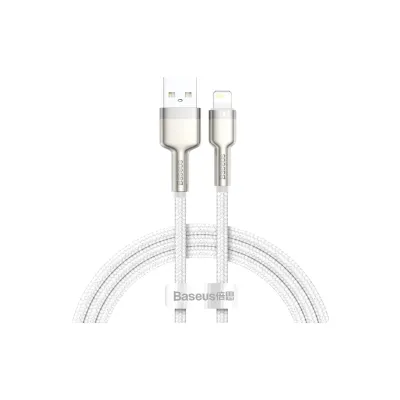 Дата кабель USB 2.0 AM to Lightning 1.0m Cafule Series Metal 2.4A White Baseus (CALJK-A02)