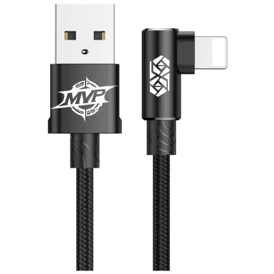 Дата кабель USB 2.0 AM to Lightning 2.0m 1.5A 90° corner black Baseus (CALMVP-A01)