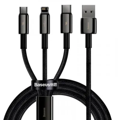 Дата кабель USB 2.0 AM to Lightning + Micro 5P + Type-C 1.5m 3.5A black Baseus (CAMLTWJ-01)