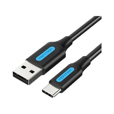 Дата кабель USB 2.0 AM to USB-C 1.5m 3A black Vention (COKBG)