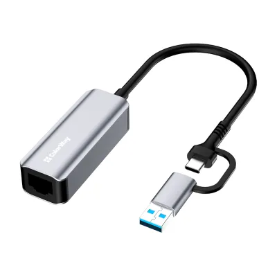 Адаптер USB-C + USB A to RJ45 Ethernet 1000Mbps ColorWay (CW-AD-CRG)