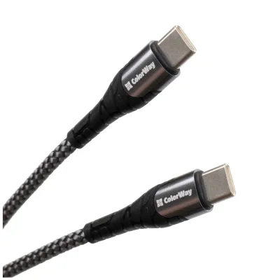 Дата кабель USB-C to USB-C 2.0m PD Fast Charging 65W 3A grey ColorWay (CW-CBPDCC039-GR)