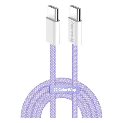 Дата кабель USB-C to USB-C 1.0m 60W 3.0А purple ColorWay (CW-CBPDCC061-PU)