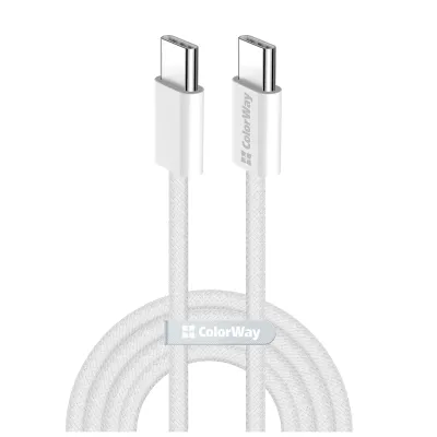 Дата кабель USB-C to USB-C 2.0m (braided cotton) (PD Fast Charging 60W) 3.0А grey ColorWay (CW-CBPDCC068-GR)