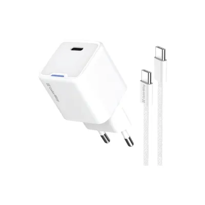 Зарядний пристрій ColorWay GaN Mini 35W PD Port PPS USB-C white cable Type-C (CW-CHS056PDC-WT)
