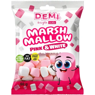 Маршмеллоу Demi Рожевий та білий 60 г (de.22323)