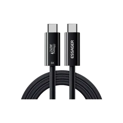 Дата кабель USB-C to USB-C 1.0m Thunderbolt 4 240W 8K60Hz black Essager (EXCTT4-PL01-P)