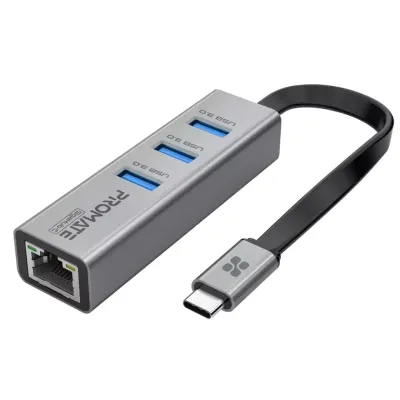 Концентратор Promate USB Hub 4 ports gigahub-c.grey (gigahub-c.grey)