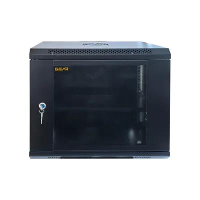 Шафа настінна GEAR 9U 19'' 600x600x450 мм, + полка 19", black (GWMSN-9U-600-600)