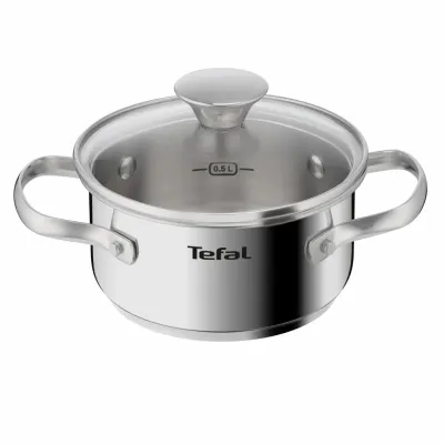 Кастрюля Tefal Minis, з кришкою,1л, нержавіюча сталь, скло (H8743155)