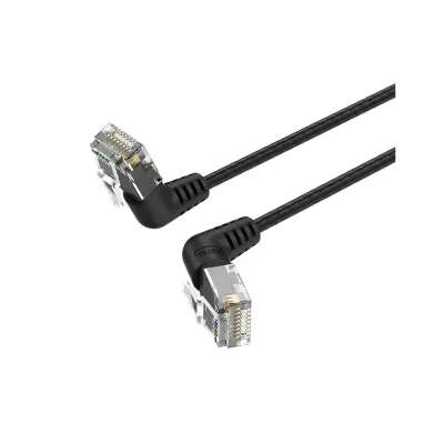 Патч-корд 1.5м, UTP cat 6a RJ-45 90° corner black Vention (IBOBG)