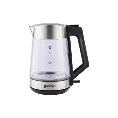 Електрочайник Gorenje 1.7л, 2,200 Вт, strix контроль, скло, нерж (K17OGS)
