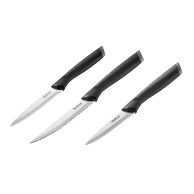 Набор ножей Tefal Essential 3шт, нержавіюча сталь, пластик, чорний (K2219455)
