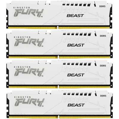 Модуль пам'яті для комп'ютера DDR5 128GB (4x32GB) 5600 MHz FURY Beast White Kingston Fury (ex.HyperX) (KF556C40BWK4-128)