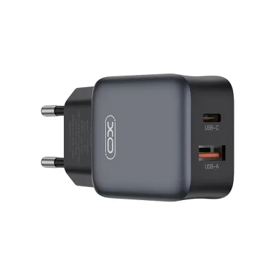 Зарядний пристрій XO L156 USB-C PD30W + USB-A QC3.0 Black (L156.black)