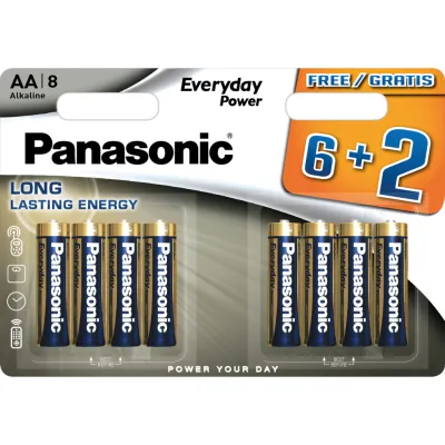 Батарейка Panasonic AA LR6 Everyday Power * 8(6+2) (LR6REE/8B2F)