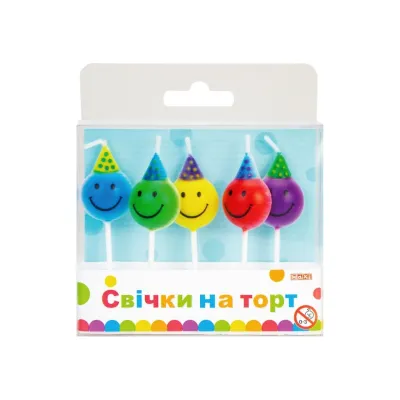 Свічка Maxi Смайли 5 шт на торт (MX629083)