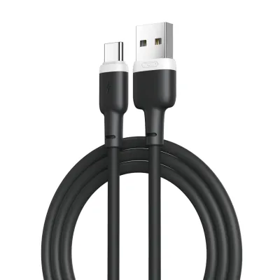 Дата кабель USB 2.0 AM to USB-C 1.0m 2.1A silicone black XO (NB208-TC-1-BK)