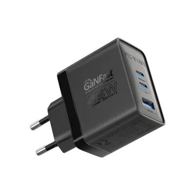 Зарядний пристрій Promate powerport-45 2xUSB-C PD + USB-A QC 45W Black (powerport-45.black)