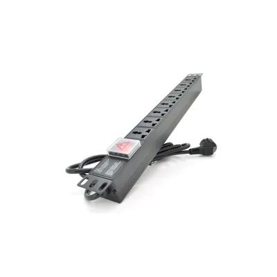 Силовий блок 19" 8 універс. розеток, кабель 1.8м, вимикач, алюм. корпус PiPo (PP8PDUGR-UN)