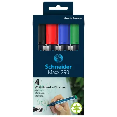 Набір маркерів Schneider 4 маркери для дошок та фліпчартів MAXX 290 в блістері (S129094)