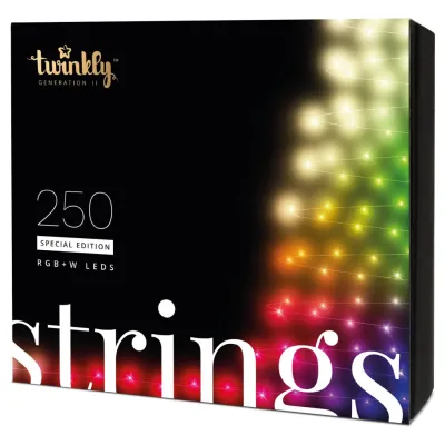 Гірлянда Twinkly Smart LED Strings RGBW 250, BT+WiFi, Gen II, IP44, кабель ч (TWS250SPP-BEU)