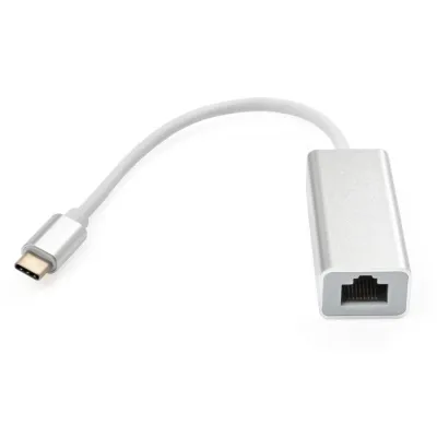 Перехідник USB-C to RJ45 Ethernet 1000Mbps aluminium Vinga (VCPATC2GBLNS)