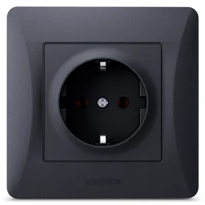 Розетка Videx BINERA 1ая із заземленням черн (VF-BNSK1G-BG)