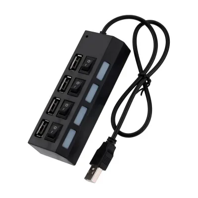 Концентратор Voltronic USB 2.0 to 4xUSB with switches black (YT-HWS4HS-B)