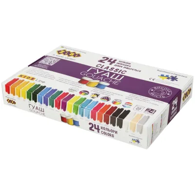 Гуашеві фарби ZiBi KIDS Line -2 гуаш, 24 кольорів х 20 мл (ZB.6614)