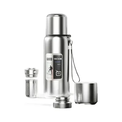 Термос Merlion з ситечком та чашкою 1 л, сталевий (ZK-127-1000Grey)