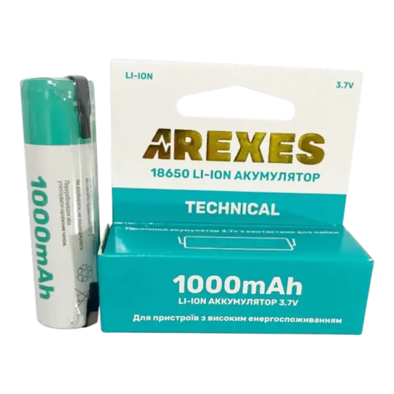 Акумулятор Arexes Li-ion 18650 3.7v 1000mah з контактами для паяння