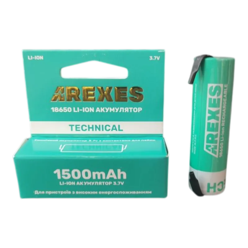 Акумулятор Arexes Li-ion 18650 3.7v 1500mah з контактами для паяння