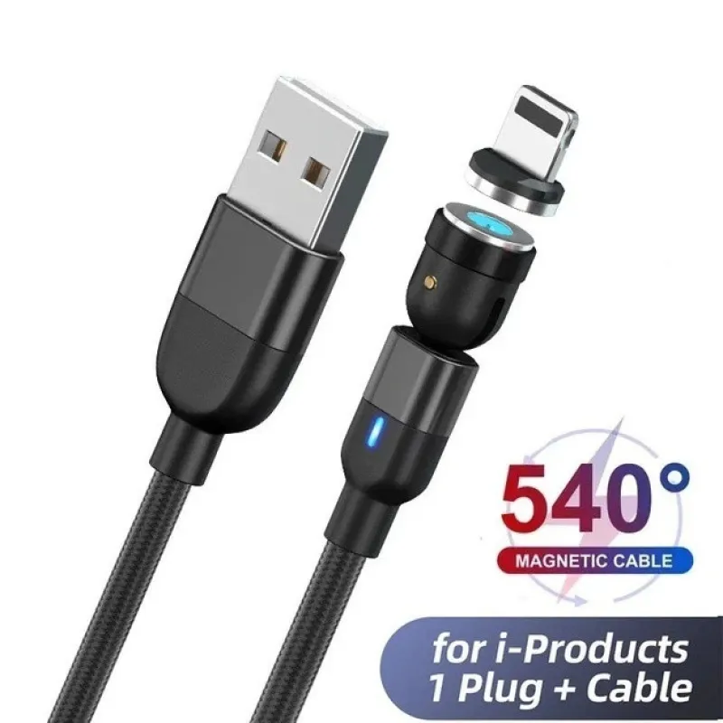 Магнитный кабель REDDAX RDX-399 Lightning/iPhone (1м, тканевая оплетка, LED), Black