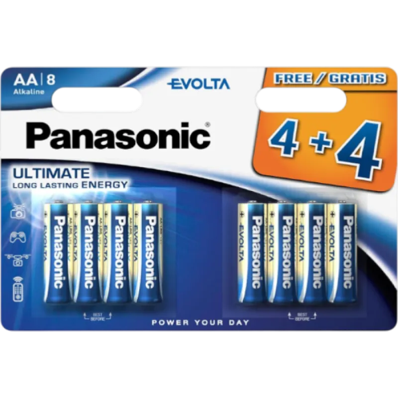 Батарейка Panasonic Evolta Ultimate LR6, AA, Alkaline, 8 штук