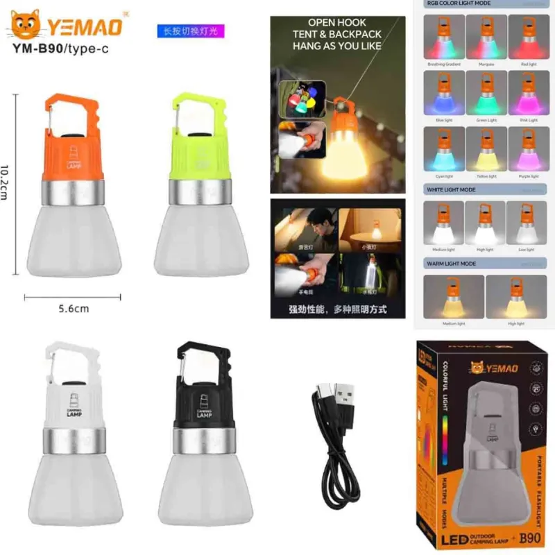 Ручной фонарь YEMAO YM-B90 12XTE+RGB, 1x21700, ЗУ Type-C