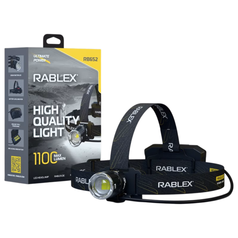 Налобний ліхтар Rablex RB652, 1100 lumen, акум, Type-C