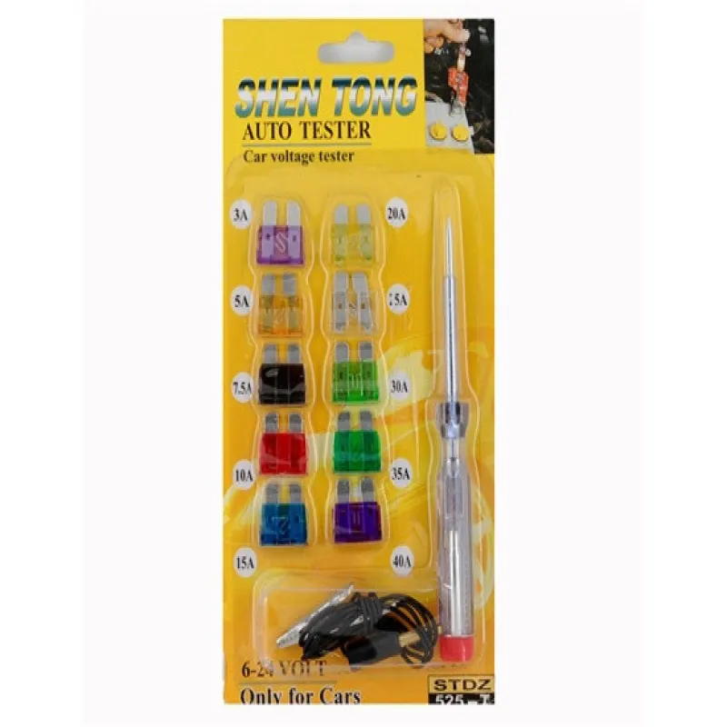 Электрический тестер напряжения автомобиля 12V с предохранителями 65384