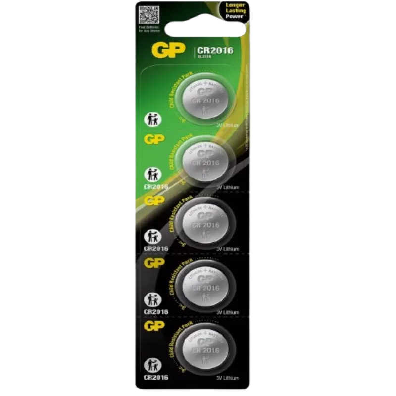Батарейки-Таблетки GP CR2016 / 3V  блистер 5шт. ОРИГИНАЛ