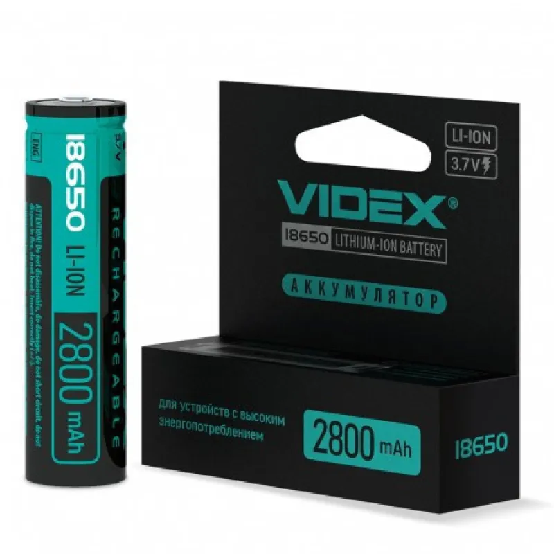 Аккумулятор Videx 18650 Li-ion 2800mAh 3.7V С ЗАЩИТОЙ !!