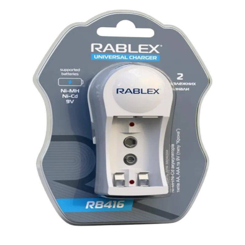 Зарядний пристрій Rablex RB416 на 2 AA/AAA R3/R6 1.2V/ 1 Крона 9V