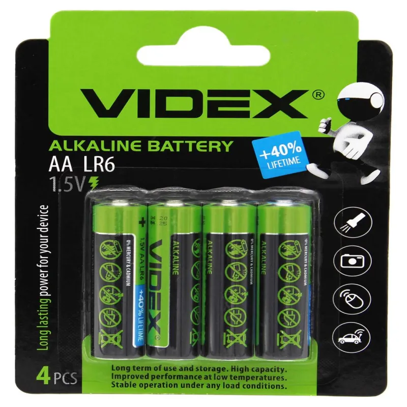 Батарейка Videx LR6/AA ALKALINE Блистер