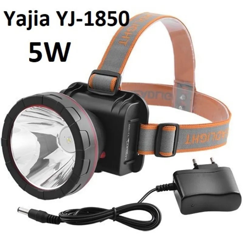 Налобный фонарь Yajia YJ-1850-5W, Аккумулятор, 5W XPE, Водостойкий