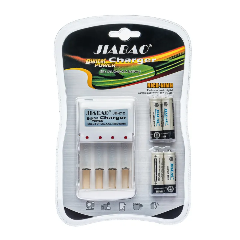 Зарядное устройство для аккумуляторов Jiabao + 4шт. AA  в комплекте /на 4 AA/AAA R3/R6 1.2V /3278