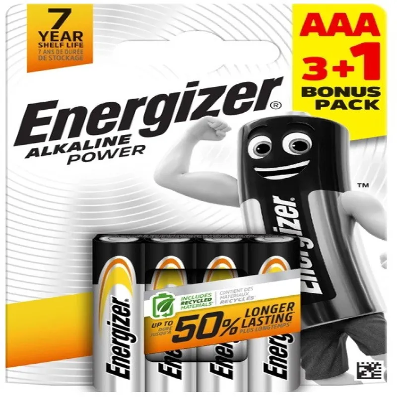 Батарейка Energizer LR3/AAA Alkaline, блистр 4шт