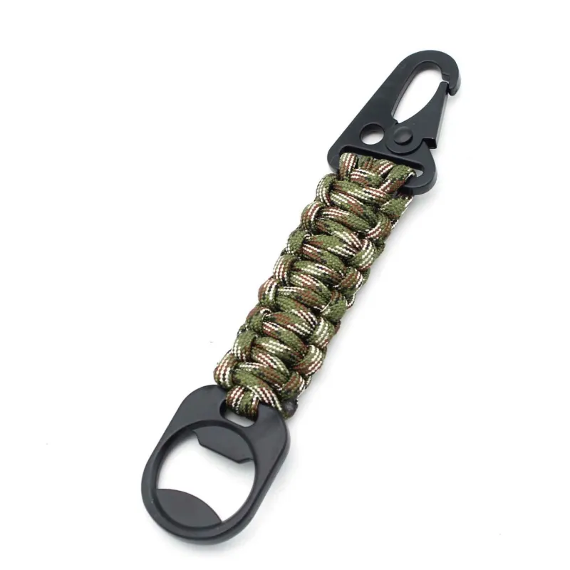 Брелок - Карабин для ключей с открывалкой зеленый камуфляж