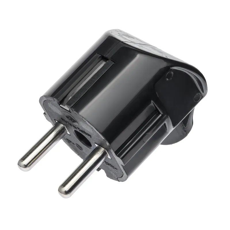 Электровилка DE-PA угловая черная С/З Евро (11135)