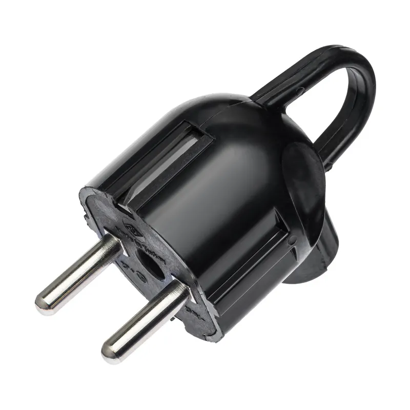 Электровилка DE-PA угловая c ручкой кольцм черная С/З Евро (11103)